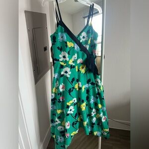 Banana Republic Floral Green Assymetrical Midi Dress